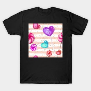 Lollipop Pattern Pink Stripes T-Shirt